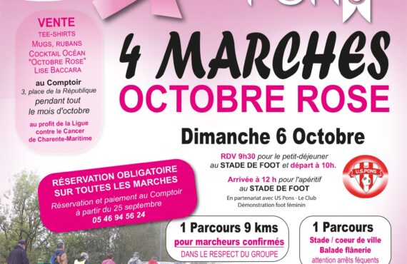 Affiche événements pour Octobre rose 2024 à Pons